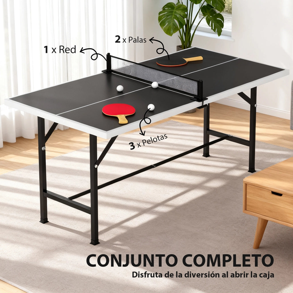 Tavolo da Ping Pong Pieghevole con Rete e Accessori ¨C zephmum ¨C Nero 152x76x70 cm