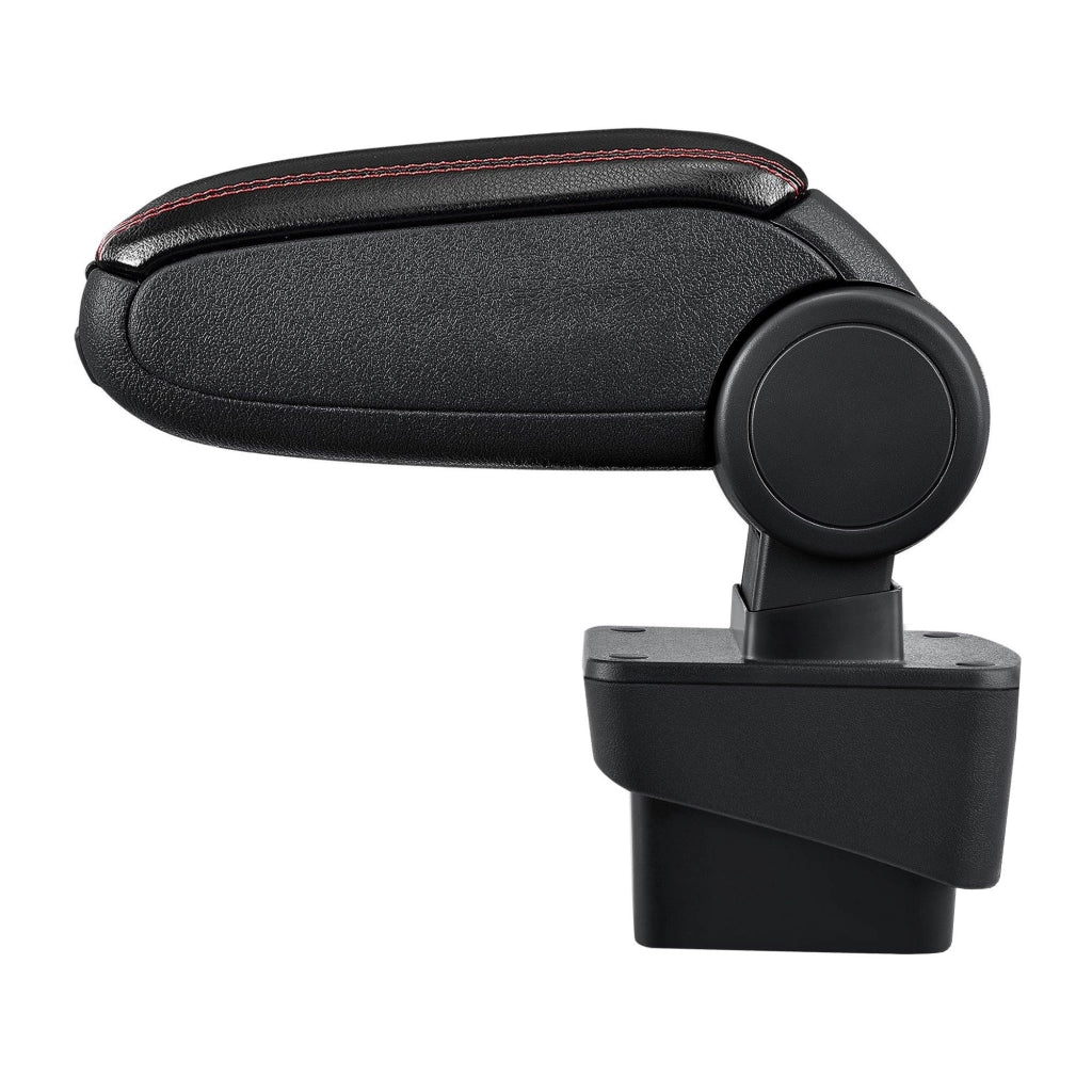 Bracciolo centrale per Audi A1 (8X) con scomparto imbottito in pelle-sintetica nera con cuciture rosse 03_0000358