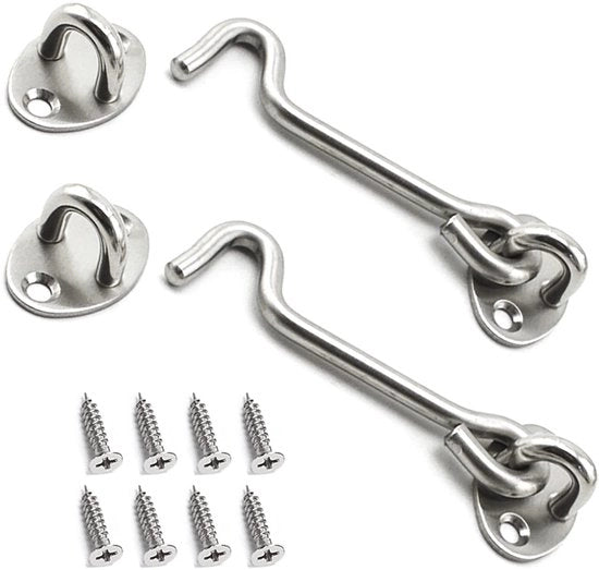 Fermoporte 10 cm - Acciaio Inossidabile - 2 Pezzi - Con Viti di Montaggio - Stop Soffione - Ampia Applicazione - Chiusura Porta