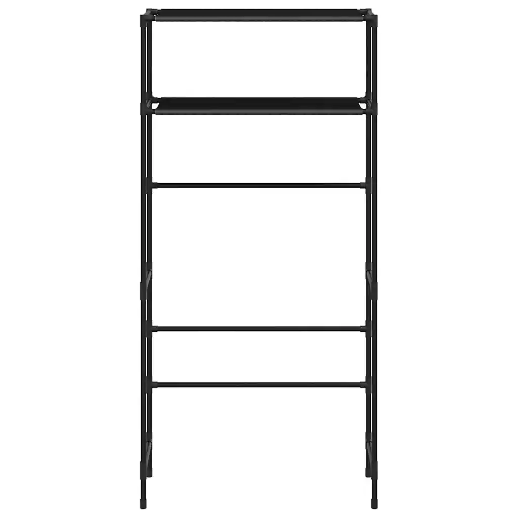 Rastrelliera per Lavatrice a 2 Livelli Nera 69x28x143 cm Ferro 343131
