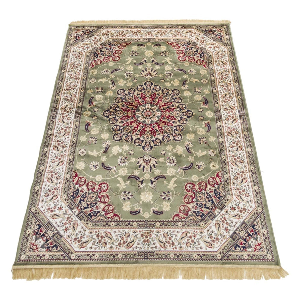 Tappeto RUBINE 317 Keshan VERDE cm.67x300 disegno classico persiano stile orientale tradizionale. Tappeto salotto, soggiorno, camera da letto, ingresso, corridoio.
