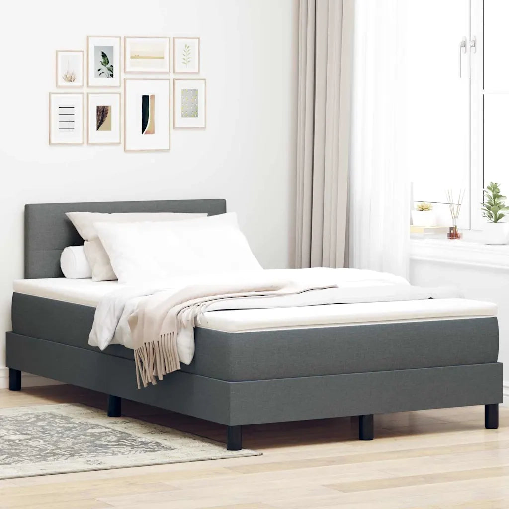 Letto a molle con materasso Grigio scuro 120 x 190 cm Tessuto 3342192