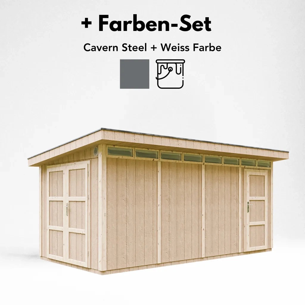 Casetta da Giardino di QUALIT? PREMIUM 8.52+2.95m?²-L530xW279cm - TIMBELA M905C-CAVERN STEEL