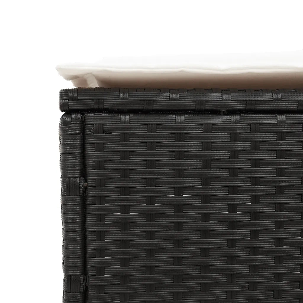 Lettini Prendisole con Cuscini 2 pz Neri in Polyrattan