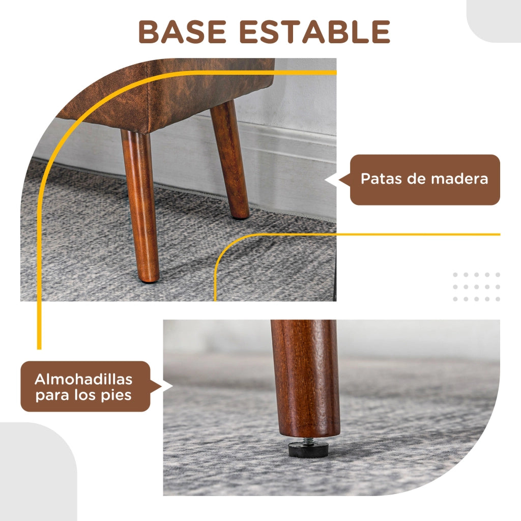Piedi letto pouf con cuscino ¨C zephmum ¨C marrone legno 114x38x42 cm