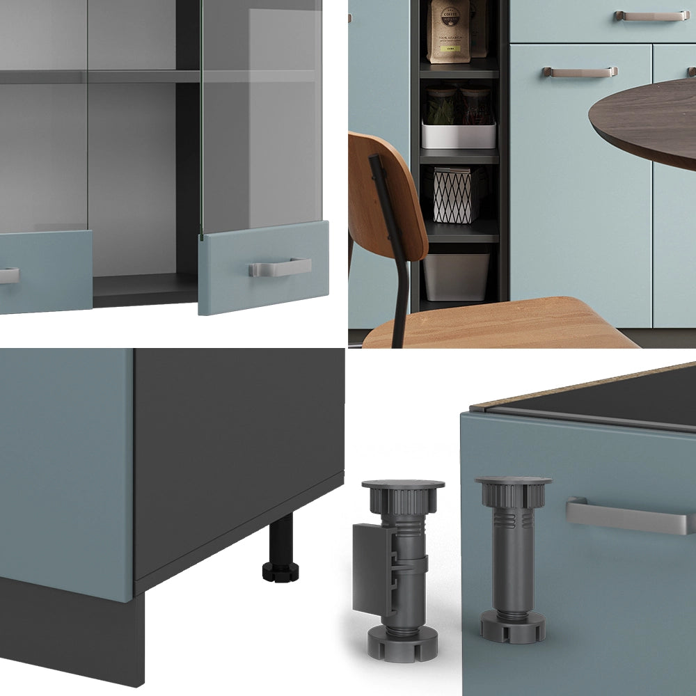 Vicco Cucina completa Blu-grigio/antracite 160 cm , PL Rovere