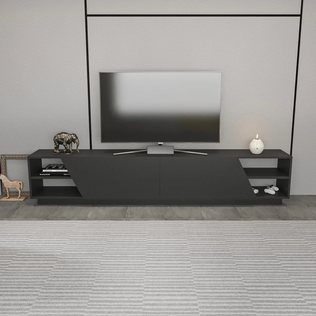 Porta TV in legno "Rhodes" - 240 x 37 x 47 cm - Grigio antracite
