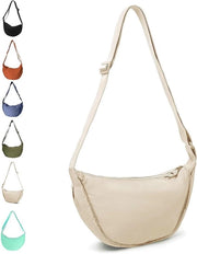 Borsa da spalla con cerniera in nylon Beige 31x16x9cm