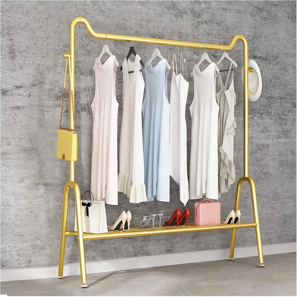 Appendiabiti Portatile Appendiabiti in Metallo Resistente Appendiabiti Indipendente con ripiano Inferiore per la casa Dormihotel/oro/150 cm