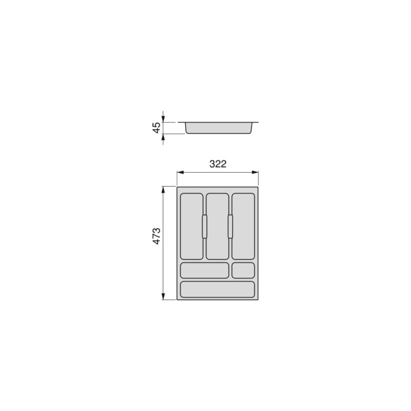 Portaposate universale per posate Optima, modulo 800 mm, Tecnoplastica, Grigia