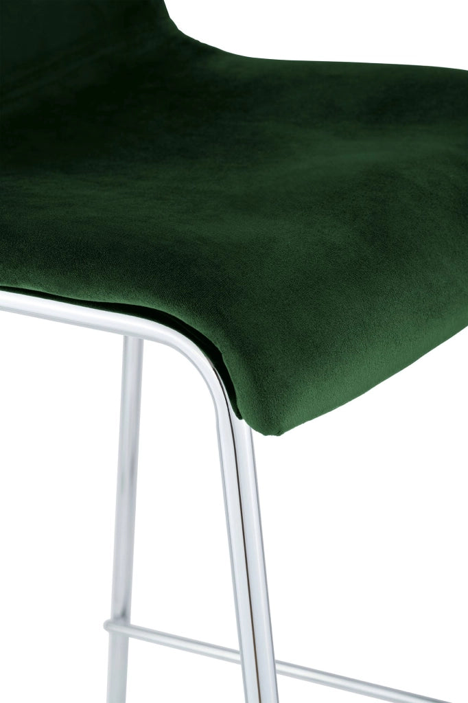 Sgabello Hover Velluto Base a Quattro Gambe Cromata verde