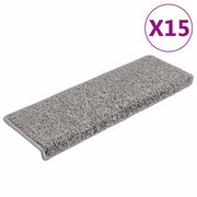 Tappetini per scale 15 pz | Gradini per Scale 65x21x4 cm Grigio Bordo rettangolare