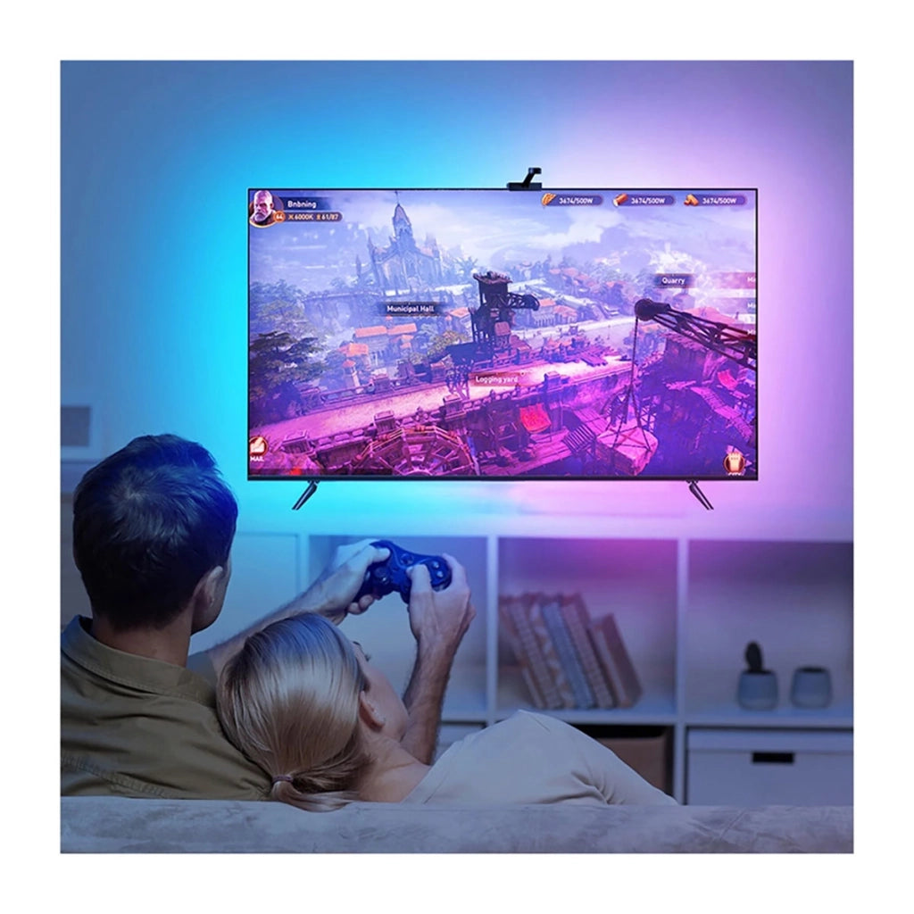 Kit LED TV Ambilight con telecamera e controllo vocale per schermi da 55“-65” Nero Avizar