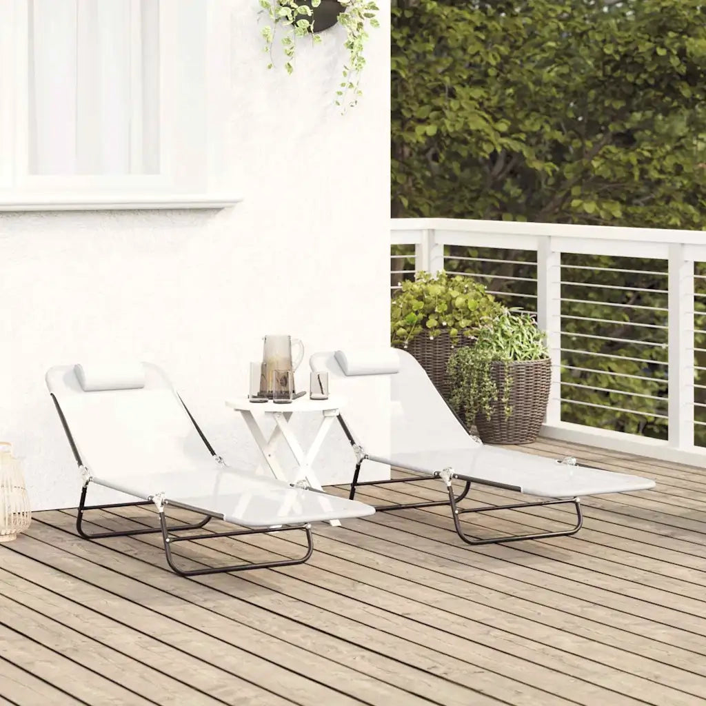 Lettino prendisole pieghevole 2 pcs Crema 182 x 55 x 85,5 cm 42003157