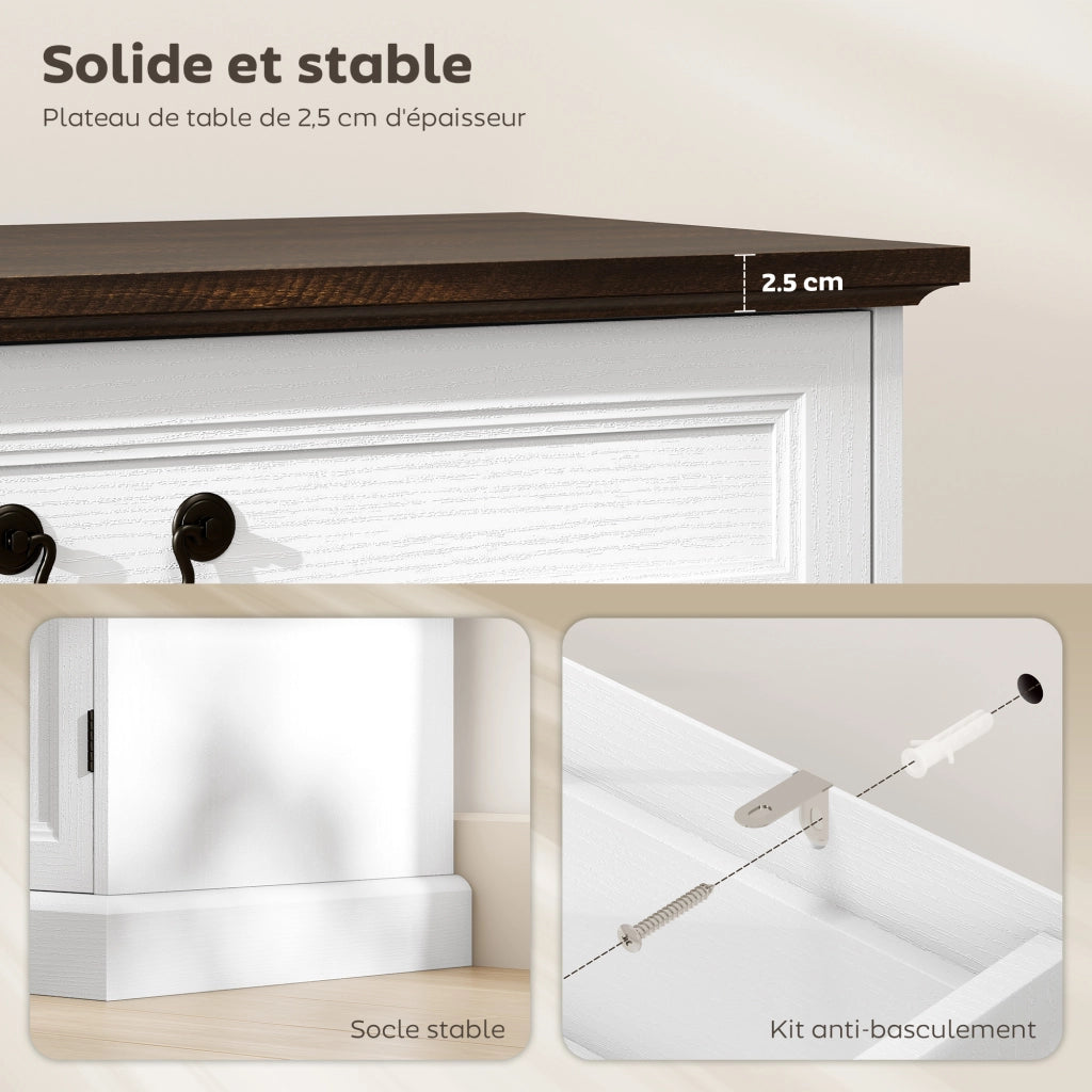 Credenza con 4 ante e 2 cassetti ¨C Xylo ¨C Legno bianco e marrone 140x40x85cm