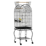 Easycomfort Gabbia per Uccelli e Canarini, Voliera con Ruote in Metallo Nero 51x51x153 cm