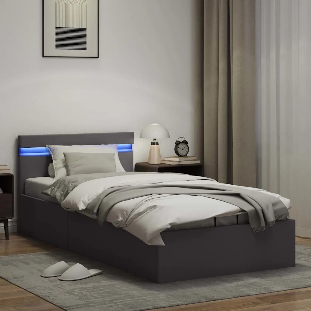 Giroletto Contenitore Idraulico LED Grigio Similpelle 100x200cm 285553