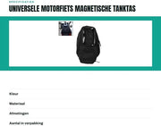 Borsa di stoccaggio per carburante acqua resistente - Universale forma di chiusura - Chiusura magnetica - Molti taschi di stoccaggio - Supporto per telefono trasparente - Tela di oxford duratura - Borsa per motocicletta