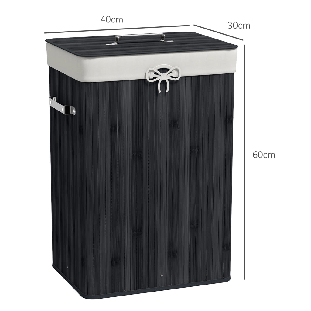 Cestino per biancheria con coperchio ¨C Zephmum ¨C Bamb¨´, pieghevole, 72L, Nero 40x30x60cm