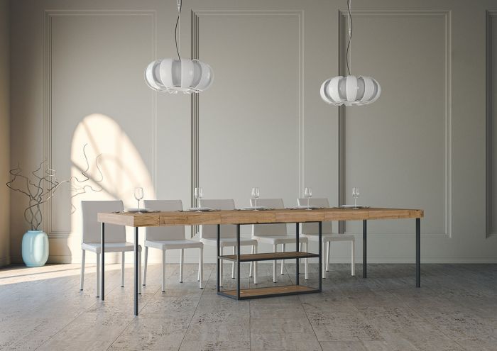 Consolle Allungabile in Legno e Ferro H77x40x90/300cm Plano Premium Quercia Folding