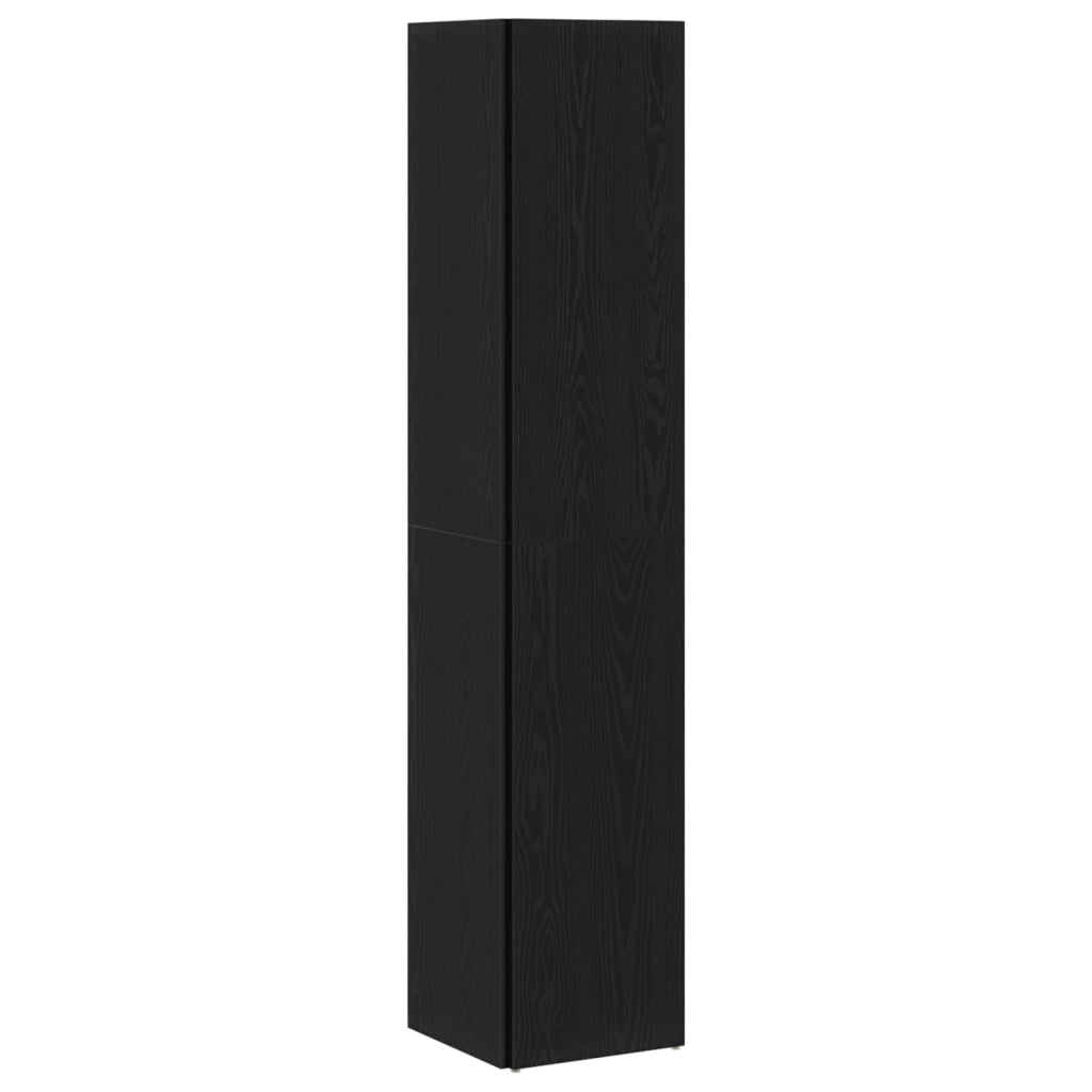 Armadio Angolare  Nero Quercia 33x33x164,5 cm in Legno Ingegnerizzato