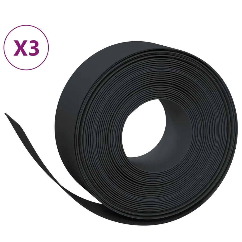 Bordature da Giardino 3 pz Nere 10 m 20 cm in Polietilenecod mxl 118687