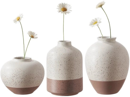 Set di vasi decorativi in ceramica di 3 pezzi, stile moderno e boho, vaso per fiori con pampas, decorazione neutrale per la camera da letto scandinava