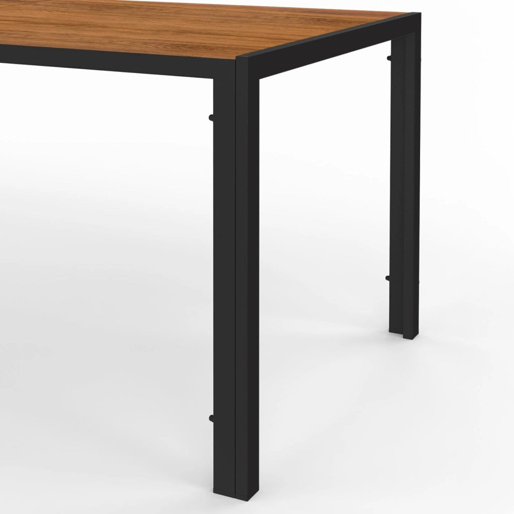Set di mobili da Giardino NOUMEA - Tavolo da 150 cm con Piano in Vetro temperato Effetto Legno e 6 sedie impilabili in Legno e n