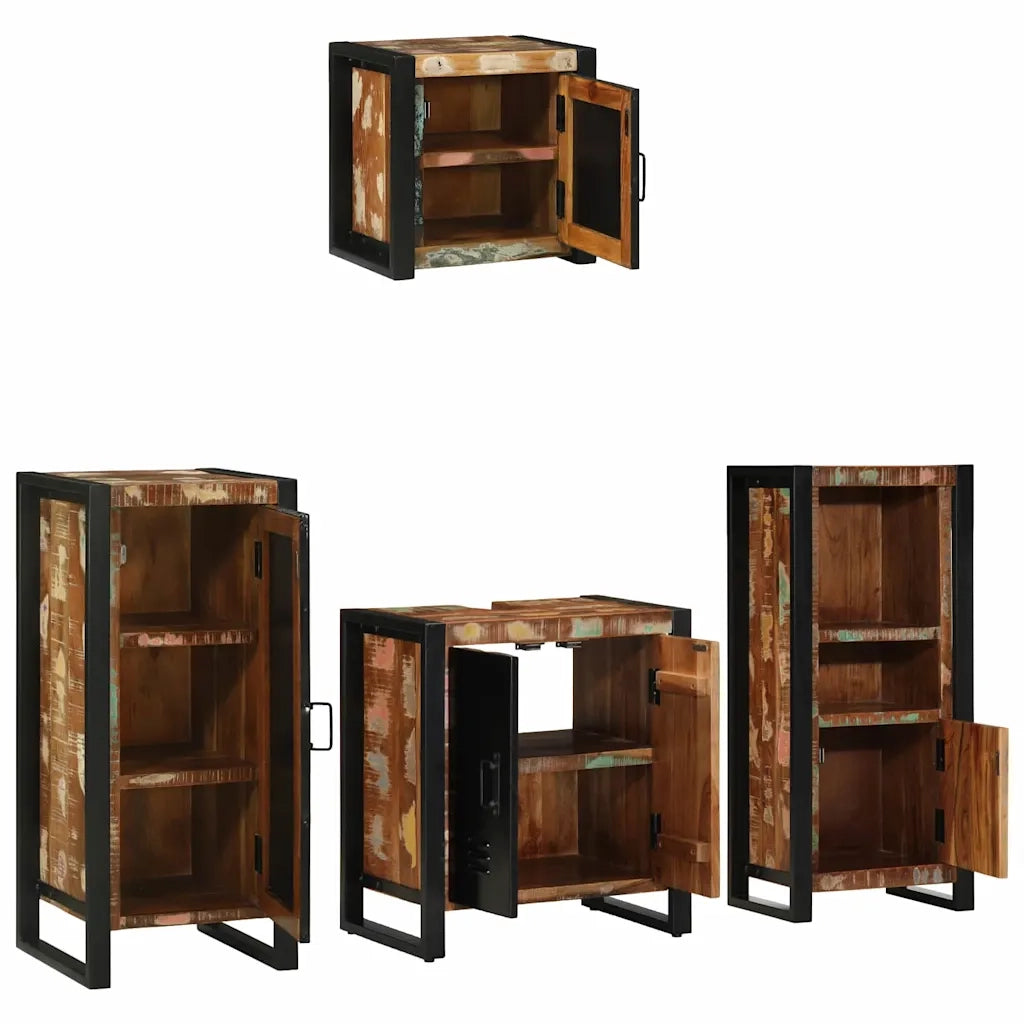 vidaXL Set di mobili per il bagno 4 pcs Legno massello riciclato