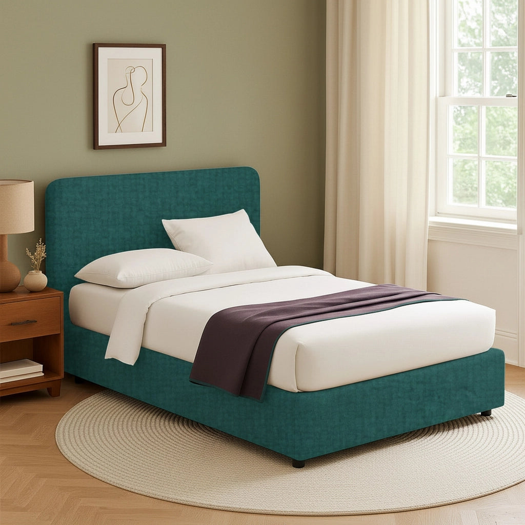Slough, Letto Singolo Sfoderabile Made in Italy, Verde Petrolio