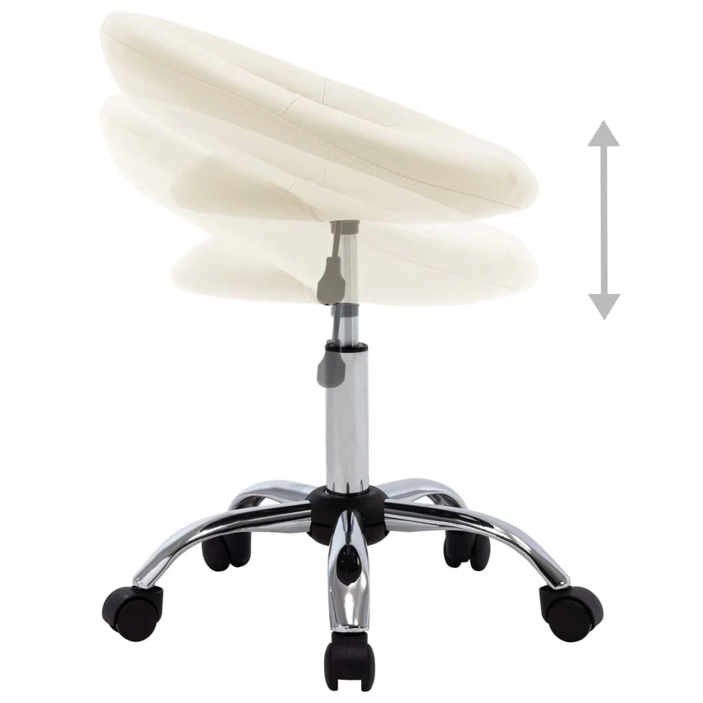 Sedia da ufficio sedia da lavoro con ruote similpelle color crema 02_0024076