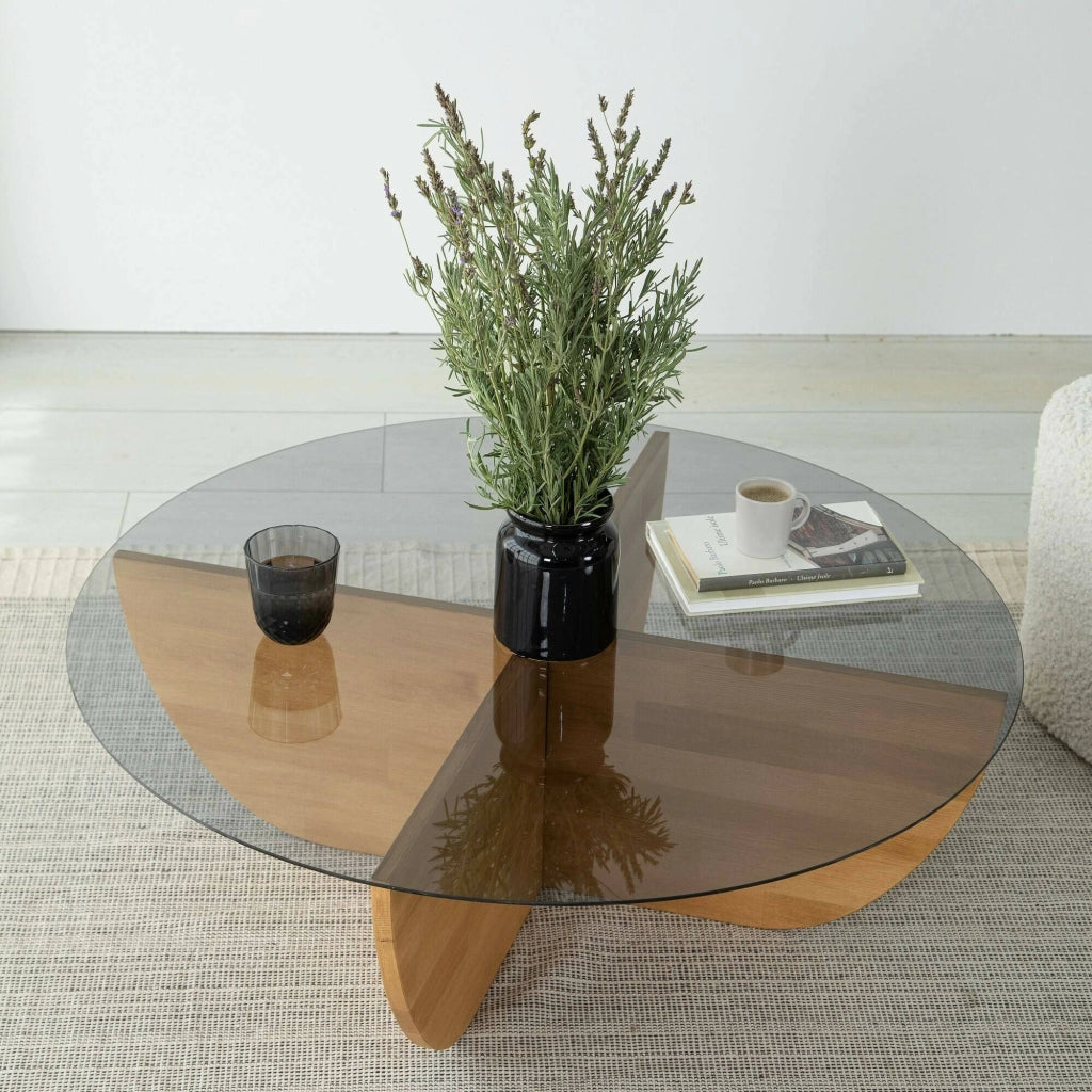 Jolanda, Tavolino da Salotto Portariviste, 90x90x30h cm Marrone Rovere