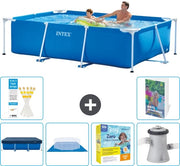 Piscina in Rete Reclinabile - 260 x 160 x 65 cm - Blu - Inclusa Copertura - Coprifuoco - Kit di Manutenzione - Pompaggio per Piscina - 7 pezzi