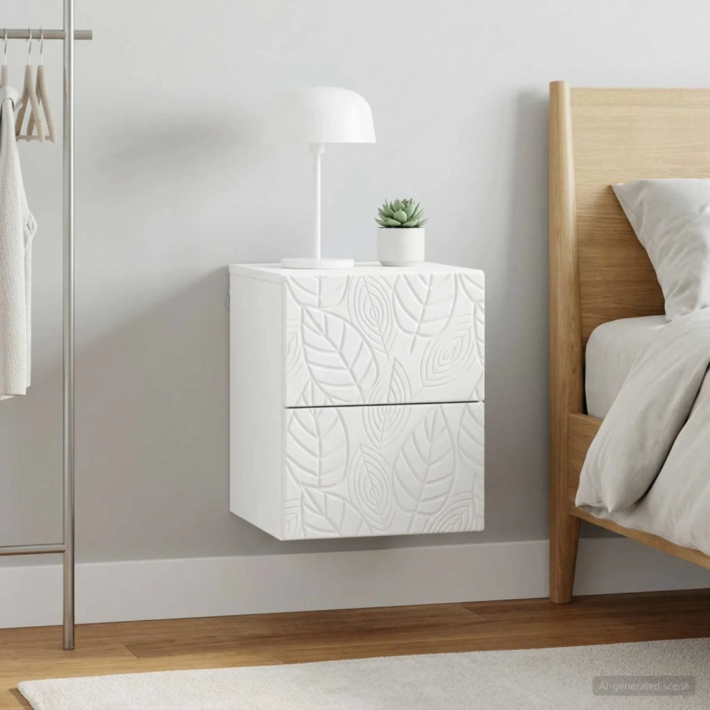 Mobiletto da notte a muro 2 pz Bianco 34,5 x 33 x 40 cm 898806