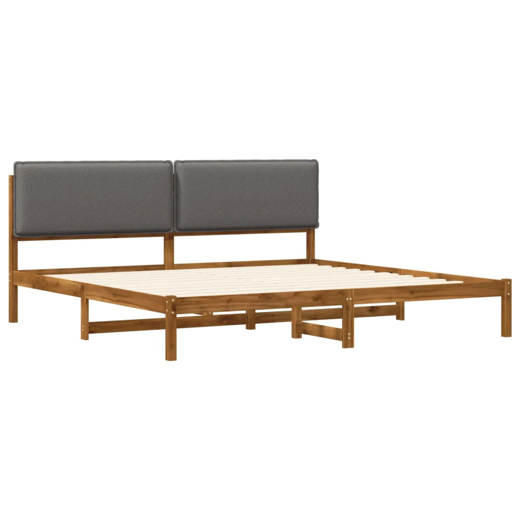 Letto con Testiera Rivestita Naturale e Grigio Chiaro 3405036