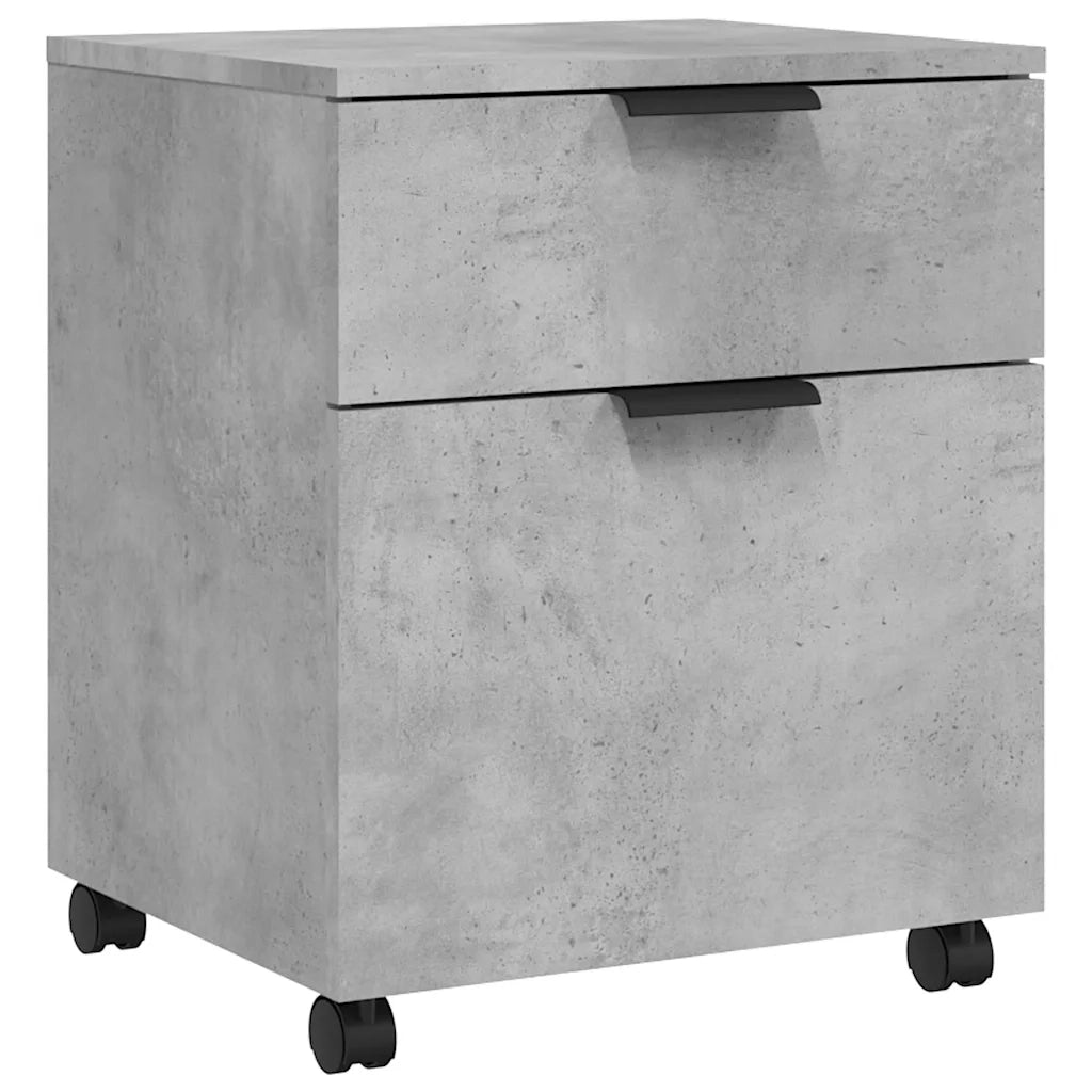 Schedario con Ruote Grigio Cemento 45x38x54cm Legno Multistrato 811524