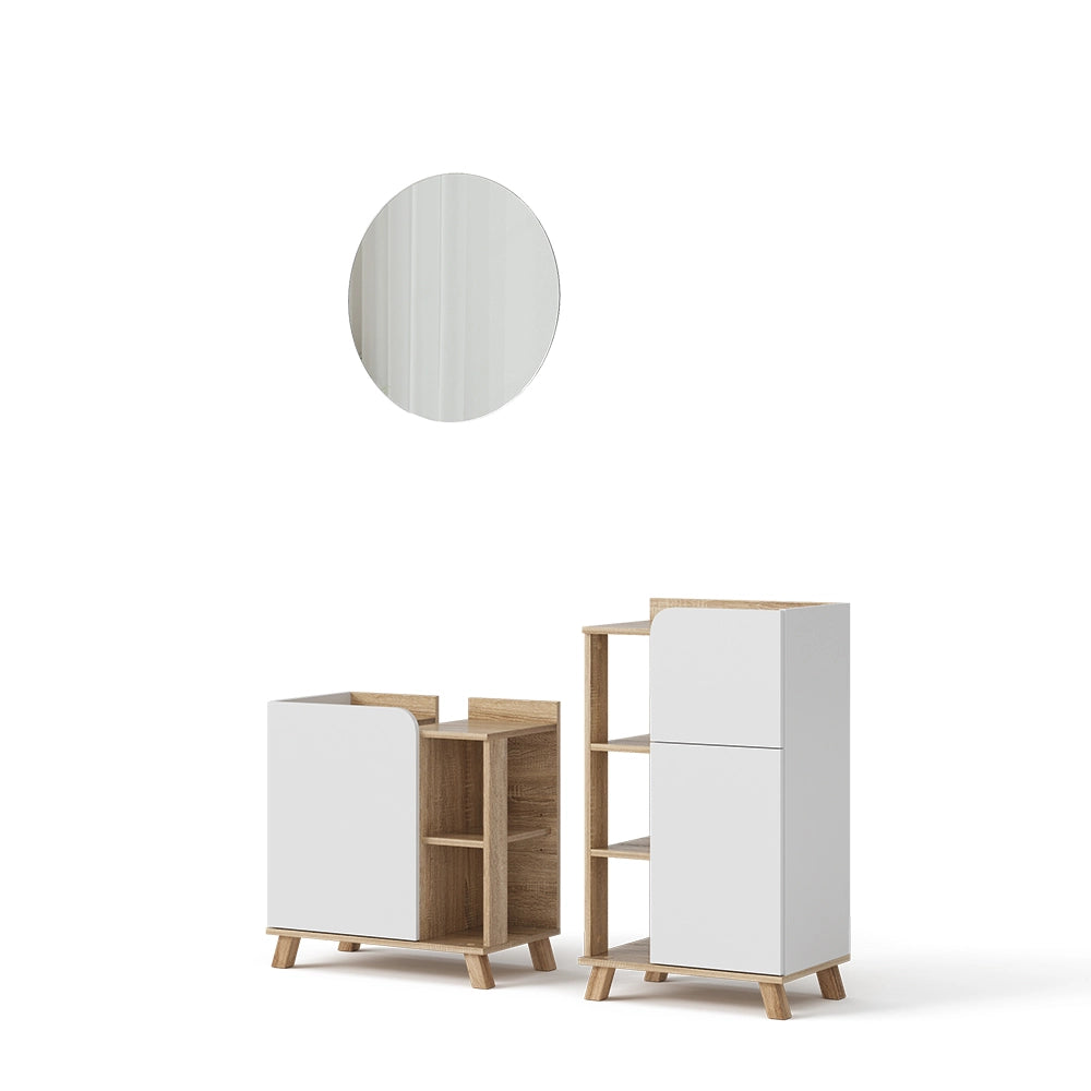 Vicco Set di mobili da bagno Sonoma/Bianco 3 parti, con mobile midi