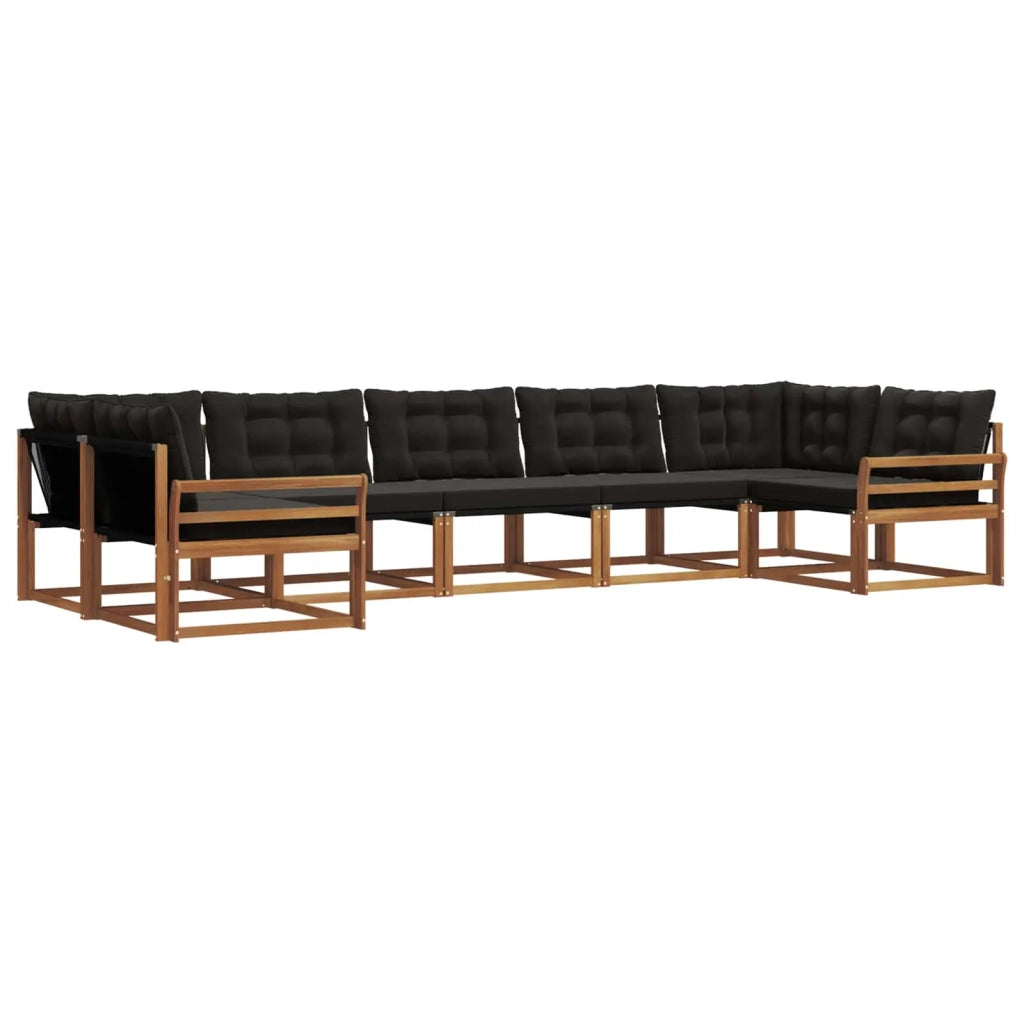 Set di divani da esterno con cuscino 7 pcs Naturale e Nero 3369819