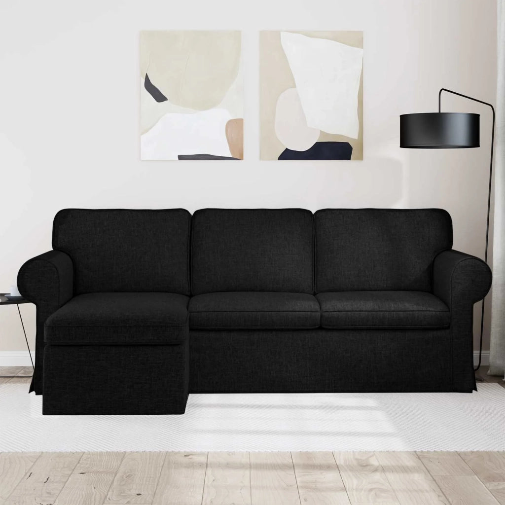 Divano Nero 215 x 138 x 80 cm Tessuto