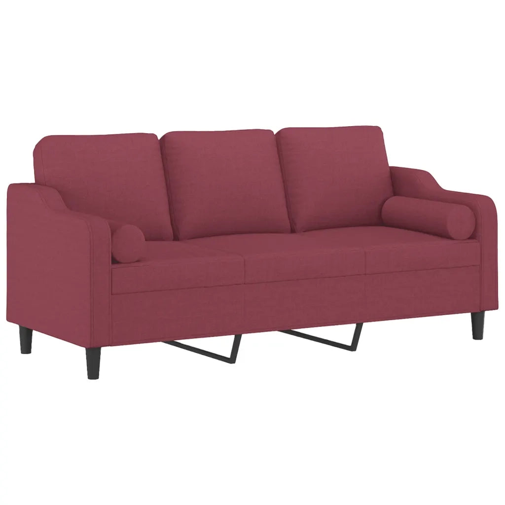 Divano a 3 Posti con Cuscini Rosso Vino 180 cm in Tessutocod mxl 95004