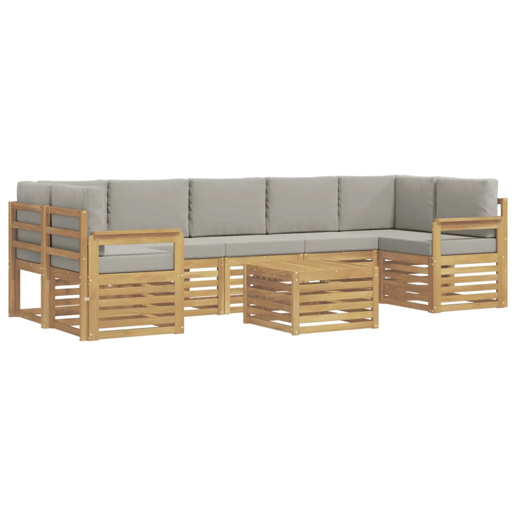 Set di divani da esterno 8 pcs Bianco e Grigio Chiaro