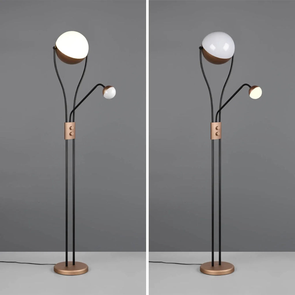 LÚZETE - LAMPADA DA TERRA LED 18W+3,8W 3000K METALLO COFFEE CASCATA