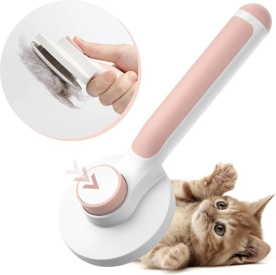 Borsetto per cani, gatto e altri animali domestici, rimuovitore di pelo, pettine per capelli lunghi e corti, setole in acciaio inossidabile liscio, rapida pulizia del pettine.