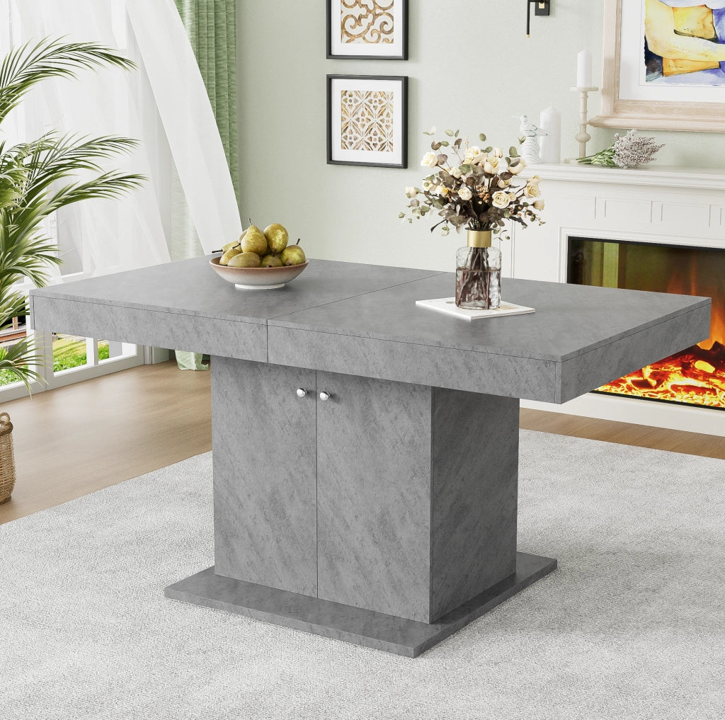 Tavolo da pranzo allungabile 140/180 cm in truciolare e metallo; grigio