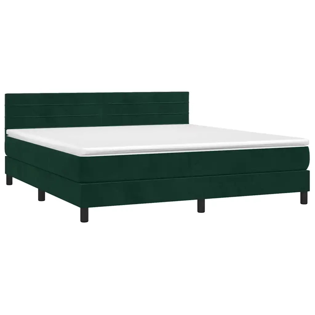 Giroletto a Molle con Materasso Verde Scuro 160x200 cm Velluto 3141374