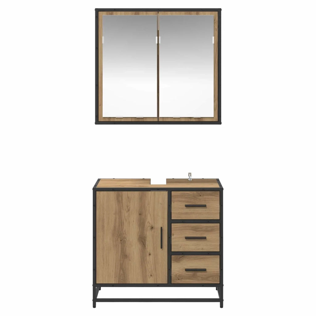 Set di mobili per il bagno con porta 2 pcs Rovere artigianale 3402321
