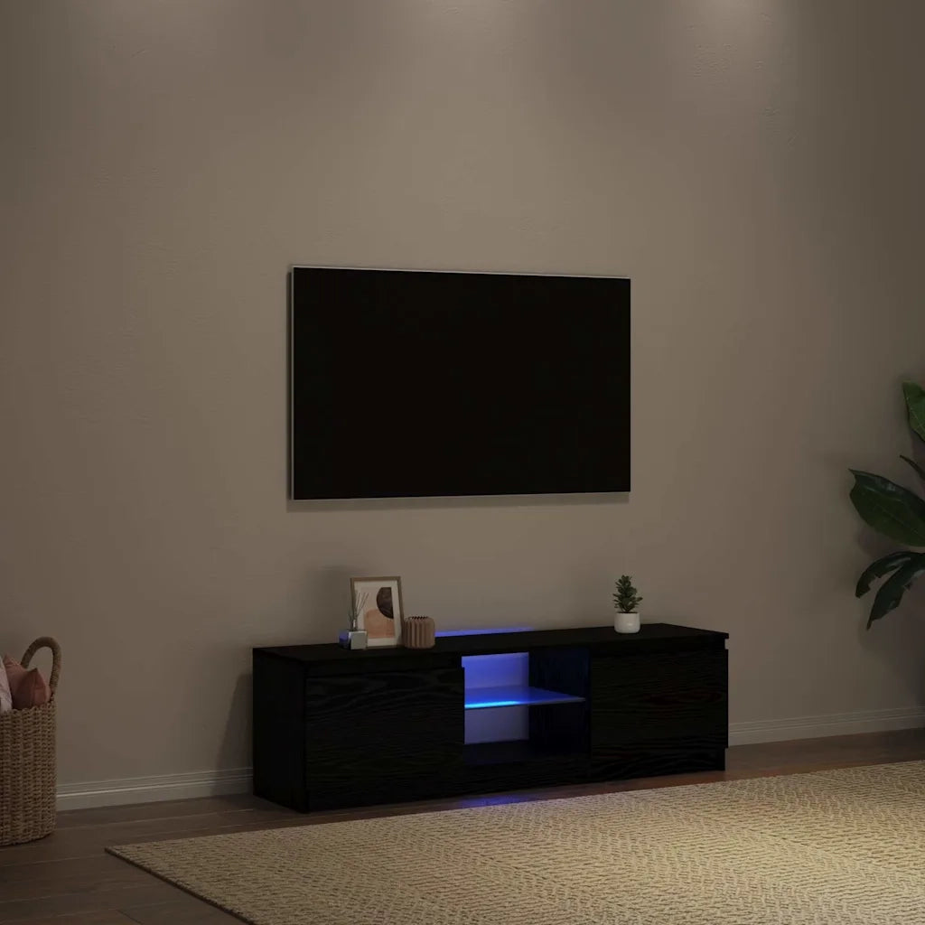 Mobile Porta TV con LED Rovere Nero 120x30x36 cm Multistrato