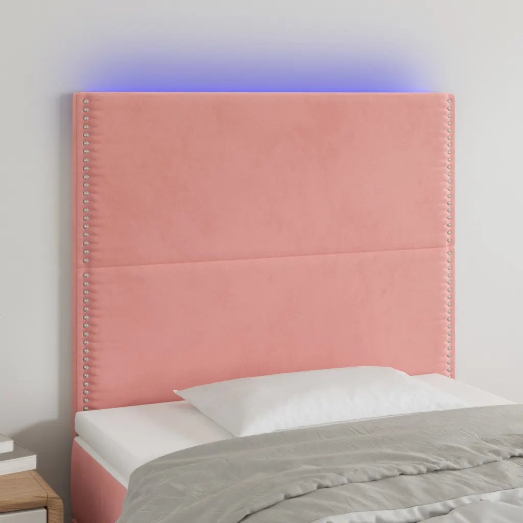 Testiera | Testata a LED Rosa 80x5x118/128 cm in Velluto