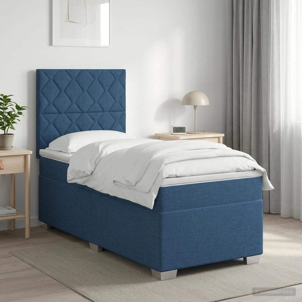 Letto box spring con materasso Blu 100 x 200 cm Tessuto 3453352