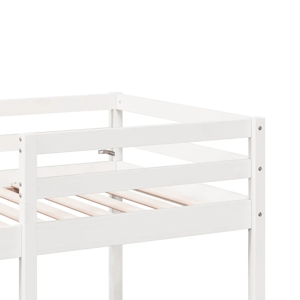 Giroletto Soppalco con Scrivania e Sedie-Struttura Letto Bianco 80x200cm Pino